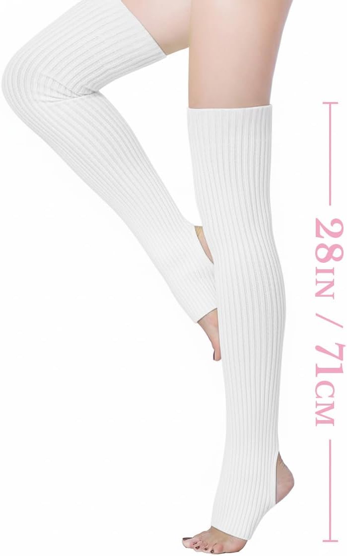 v28 Long Leg Warmer, Women’s Men 80s Party Ribbed Knit Dance Sports - Image 1